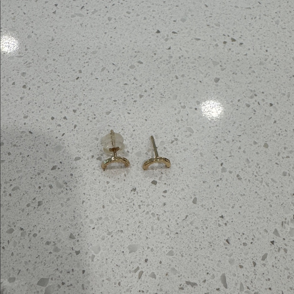 Solid Gold Moon Shaped Earrings - image 5